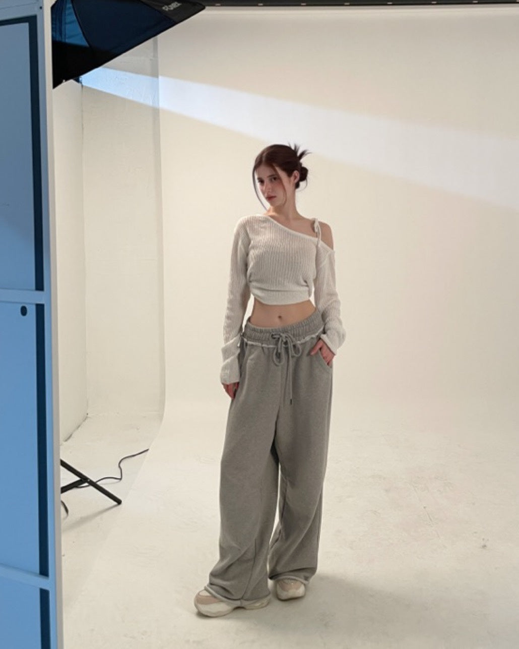 Styling Snap | 루이나 컷오프 롱팬츠 그레이