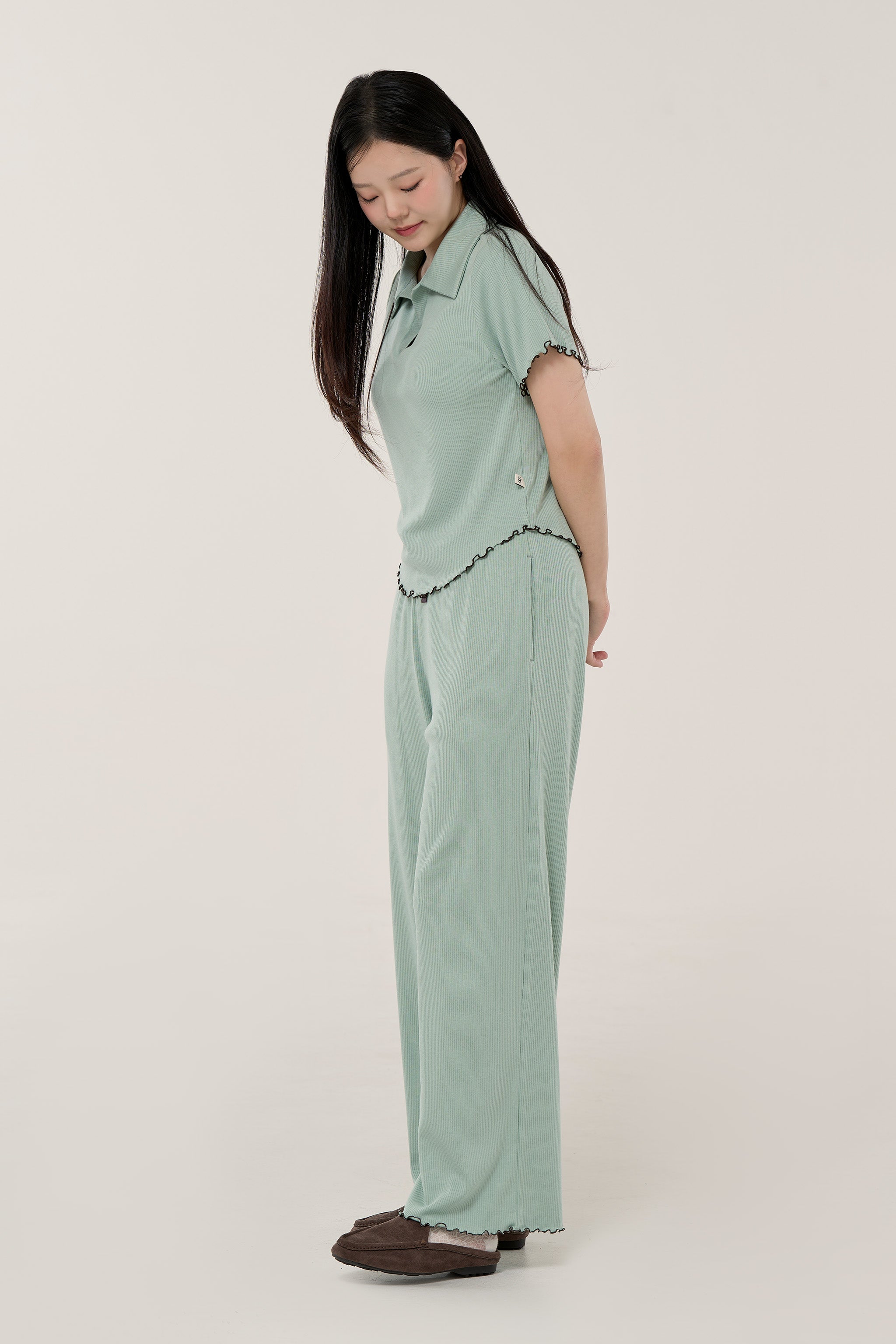 민티 그린 롱팬츠 셋업