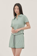 민티 그린 숏팬츠 셋업