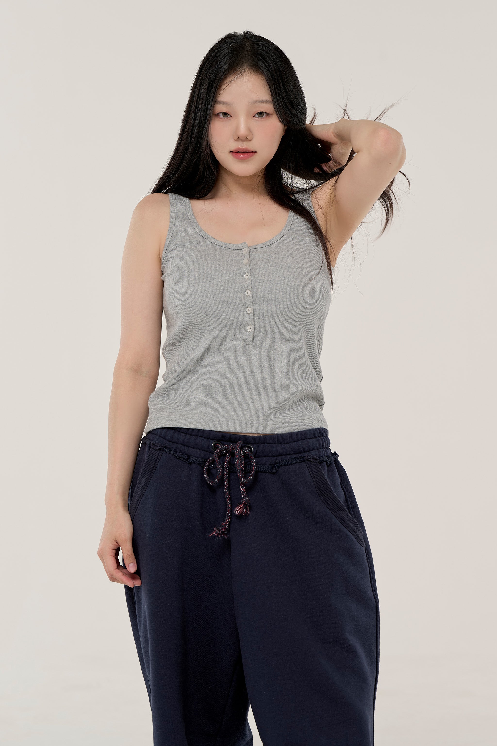 골지 민소매 나시 노브라 탑