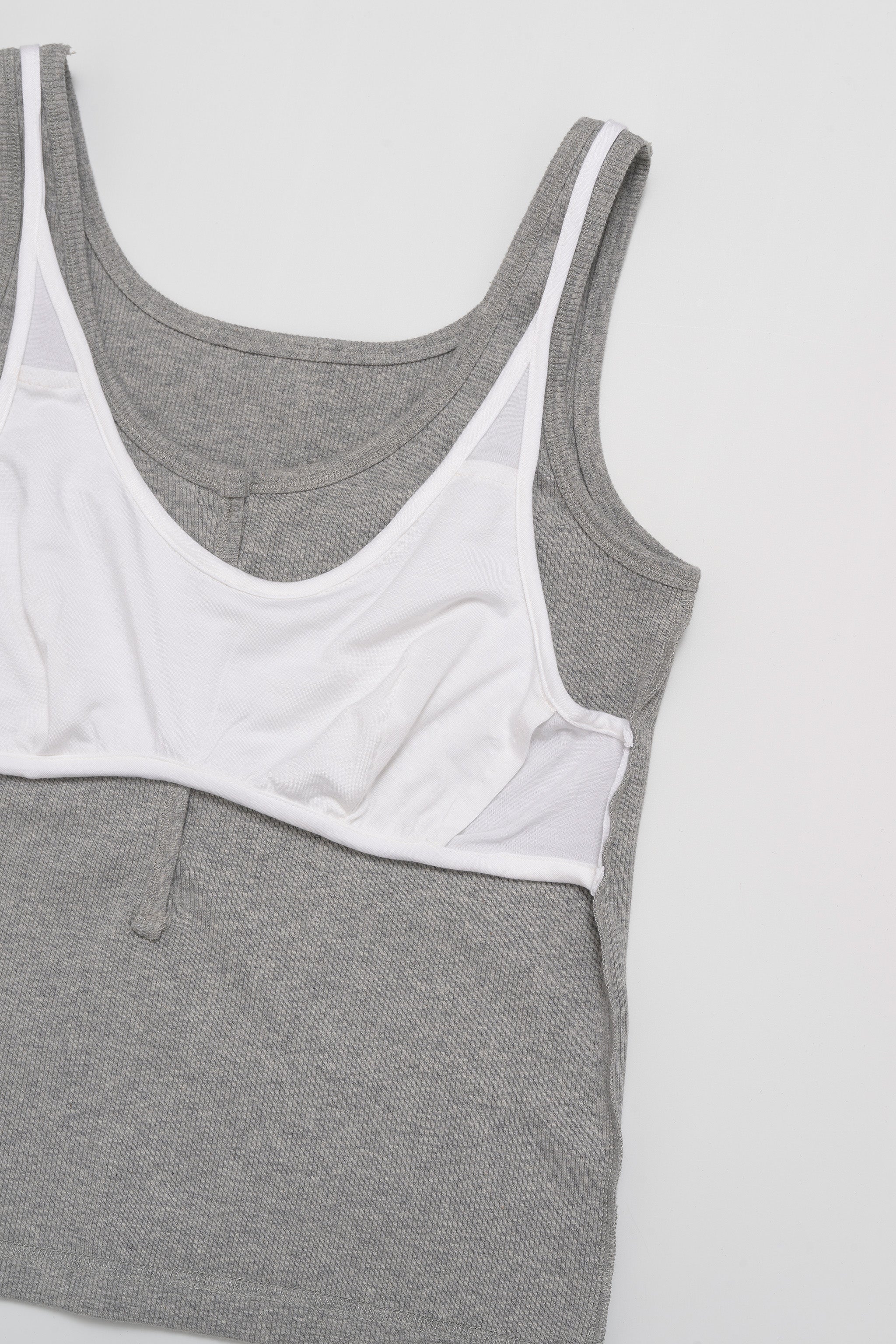 골지 민소매 나시 노브라 탑