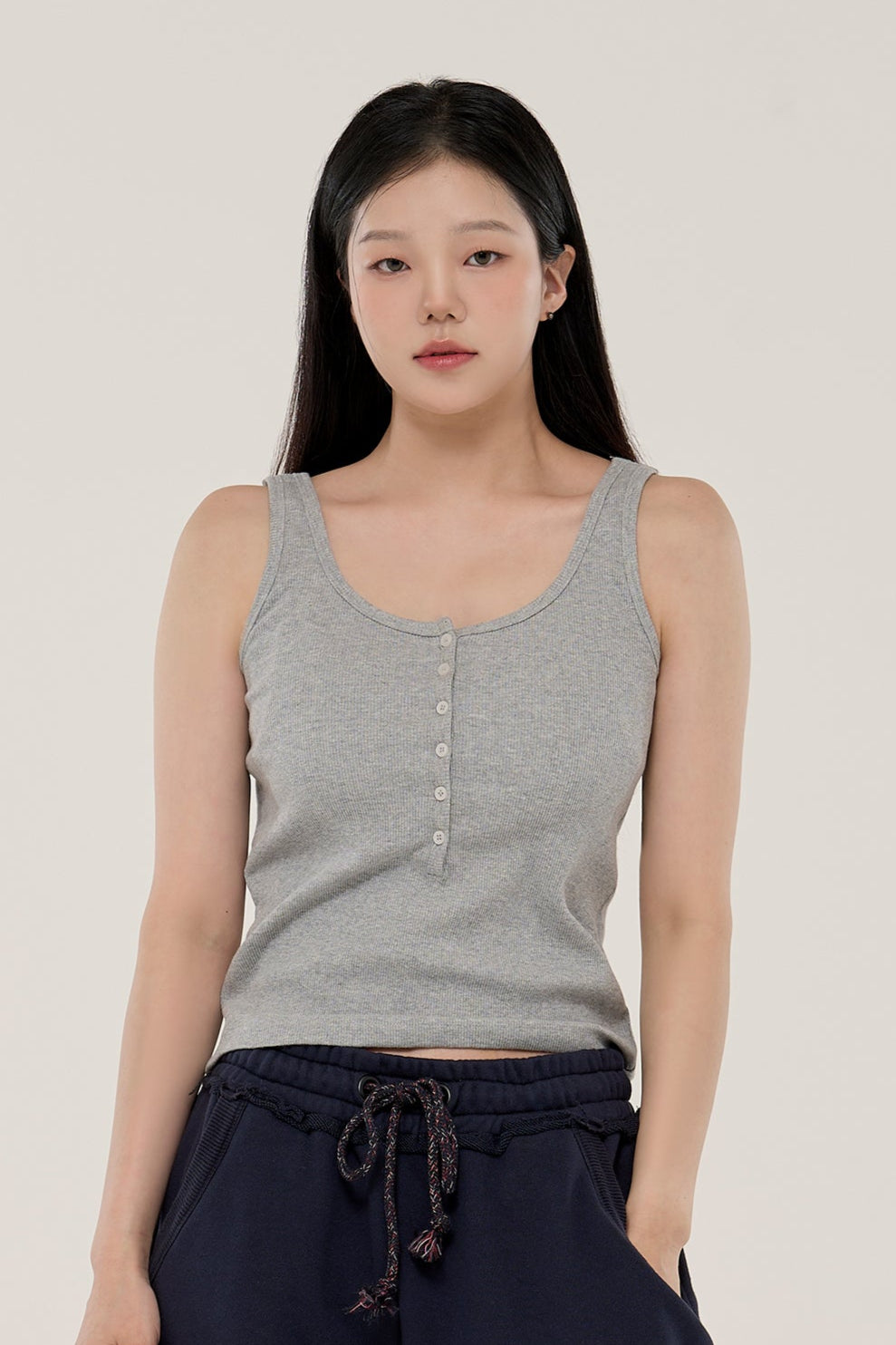 골지 민소매 나시 노브라 탑