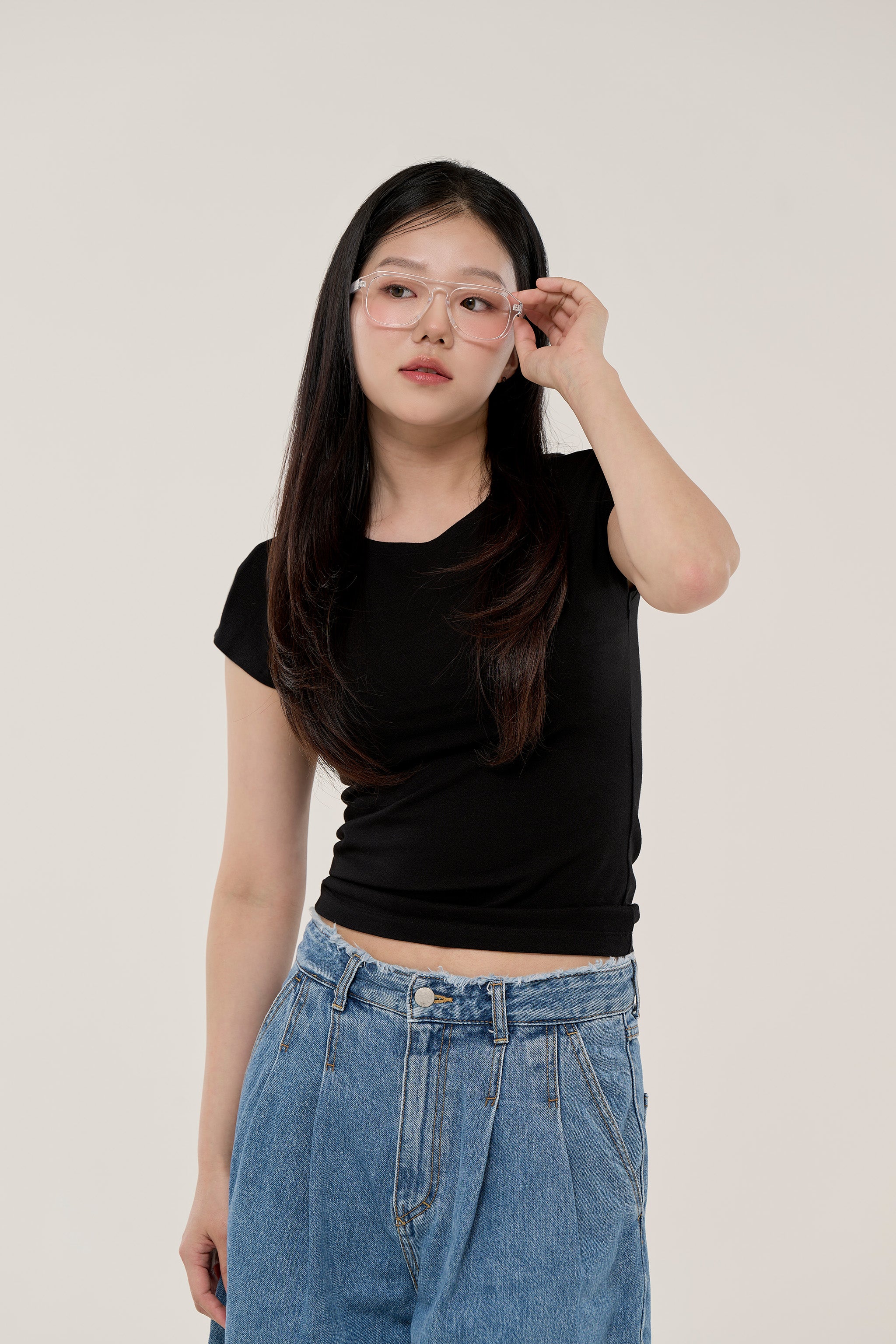 슬림 보트넥 베이직 이너 노브라 티셔츠