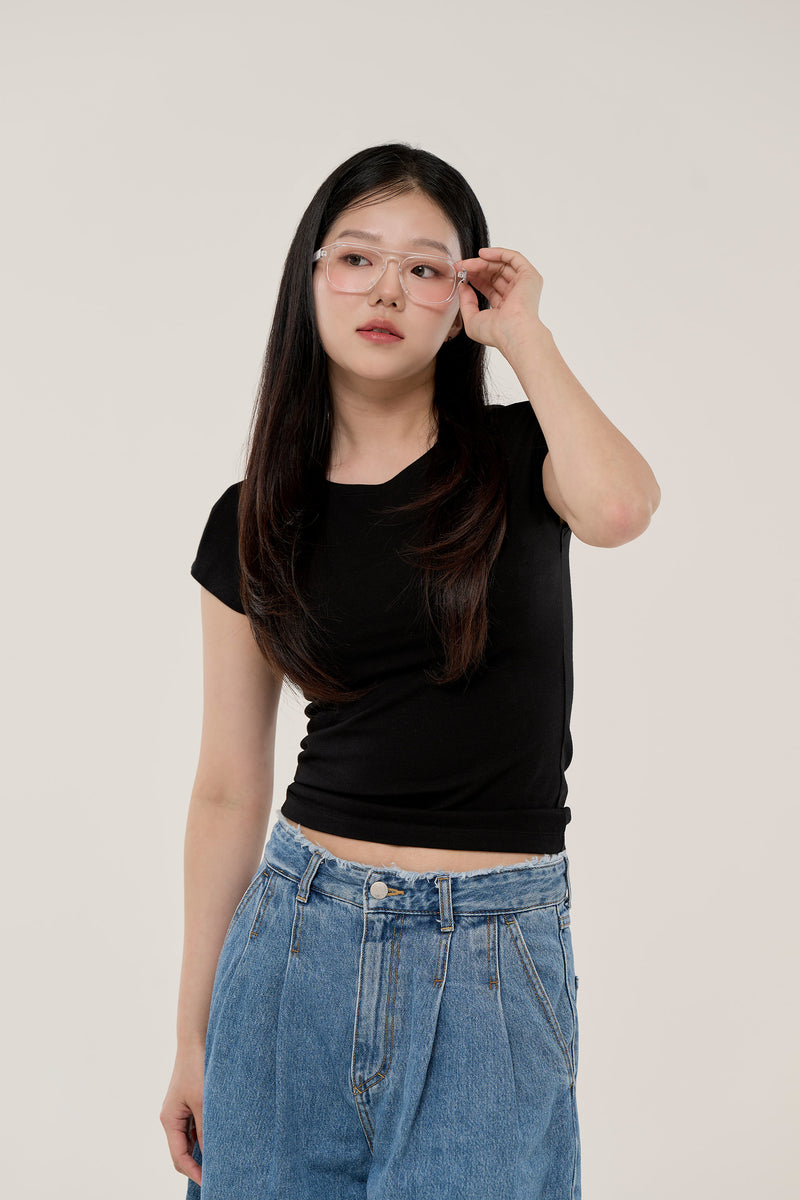 슬림 보트넥 베이직 이너 노브라 티셔츠